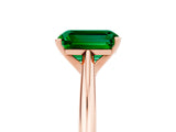 Rose gold Emerald Cut Emerald Solitaire Engagement Ring with Cathedral Setting and Four-Prong Mount_71