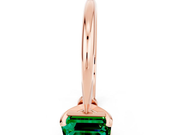 Rose gold Emerald Cut Emerald Solitaire Engagement Ring with Classic Band and Four-Prong Setting