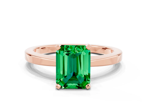Rose gold Emerald Cut Emerald Solitaire Engagement Ring with Classic Band and Four-Prong Setting_24