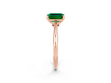 Rose gold Emerald Cut Emerald Solitaire Engagement Ring with Classic Band and Four-Prong Setting_26
