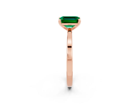 Rose gold Emerald Cut Emerald Solitaire Engagement Ring with Classic Band and Four-Prong Setting_26
