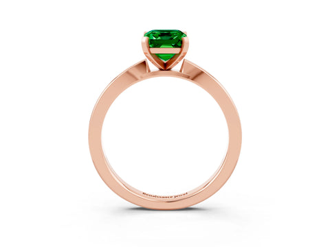 Rose gold Emerald Cut Emerald Solitaire Engagement Ring with Classic Band and Four-Prong Setting_27