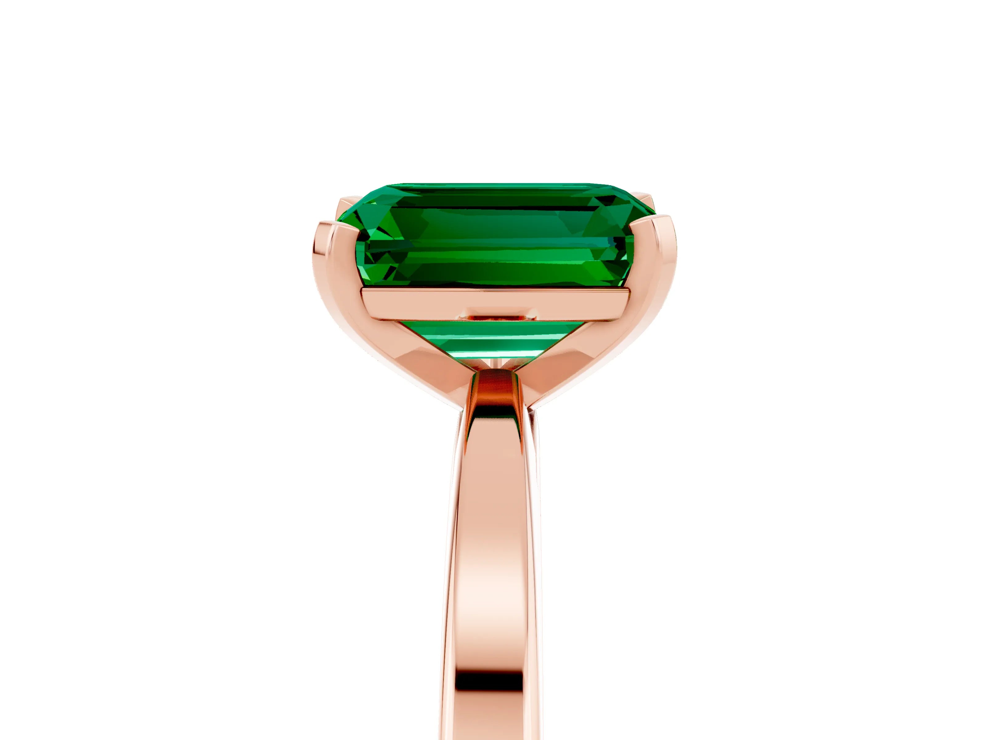 Rose gold Emerald Cut Emerald Solitaire Engagement Ring with Classic Band and Four-Prong Setting_29
