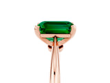 Rose gold Emerald Cut Emerald Solitaire Engagement Ring with Classic Band and Four-Prong Setting_29