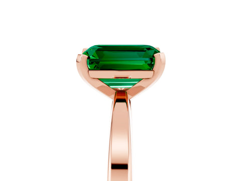 Rose gold Emerald Cut Emerald Solitaire Engagement Ring with Classic Band and Four-Prong Setting_29