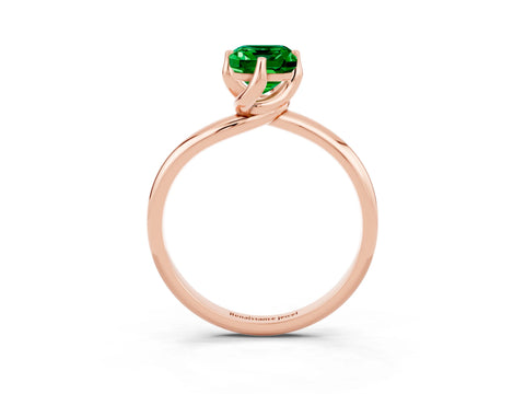 Rose gold Emerald Cut Emerald Solitaire Engagement Ring with Four-Prong Setting and Classic Band_15