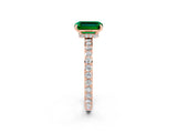 Rose gold Emerald Cut Emerald Solitaire Engagement Ring with Pavé Band and Four-Prong Setting_2