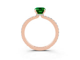 Rose gold Emerald Cut Emerald Solitaire Engagement Ring with Pavé Band and Four-Prong Setting_3