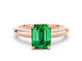 Rose gold Emerald Cut Emerald Solitaire Engagement Ring with Round Band and Four-Prong Setting