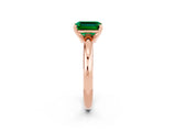 Rose gold Emerald Cut Emerald Solitaire Engagement Ring with Round Band and Four-Prong Setting_2