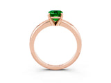 Rose gold Emerald Cut Emerald Solitaire Engagement Ring with Round Band and Four-Prong Setting_3