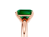 Rose gold Emerald Cut Emerald Solitaire Engagement Ring with Round Band and Four-Prong Setting_5