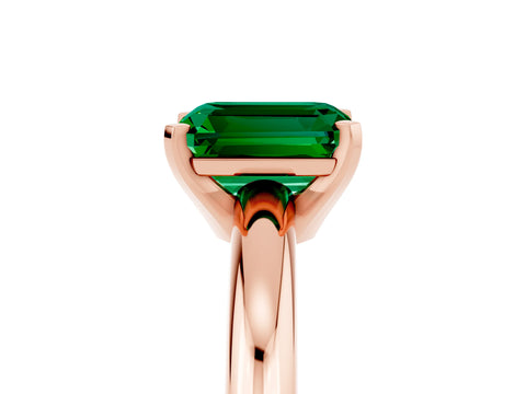 Rose gold Emerald Cut Emerald Solitaire Engagement Ring with Round Band and Four-Prong Setting_5