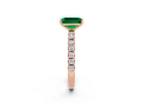 Rose gold Emerald Cut Emerald Solitaire Pavé Band with Four-Prong Setting_2