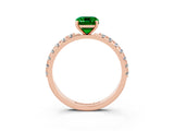 Rose gold Emerald Cut Emerald Solitaire Pavé Band with Four-Prong Setting_3
