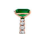 Rose gold Emerald Cut Emerald Solitaire Pavé Band with Four-Prong Setting_5