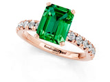 Rose gold Emerald Cut Emerald Solitaire Pavé Engagement Ring with Round Band and Prong Setting_13