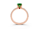 Rose gold Emerald Cut Emerald Solitaire Pavé Engagement Ring with Round Band and Prong Setting_15