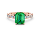 Rose gold Emerald Cut Emerald Solitaire Pavé Engagement Ring with Round Band and Prong Setting_60