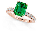 Rose gold Emerald Cut Emerald Solitaire Pavé Engagement Ring with Round Band and Prong Setting_61