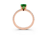 Rose gold Emerald Cut Emerald Solitaire Pavé Engagement Ring with Round Band and Prong Setting_63