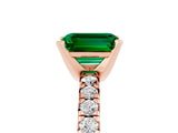 Rose gold Emerald Cut Emerald Solitaire Pavé Engagement Ring with Round Band and Prong Setting_65