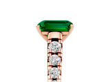 Rose gold Emerald Cut Emerald Solitaire Ring with Cathedral Setting and Pavé Band_5
