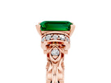 Rose gold Emerald Cut Emerald Solitaire Ring with Filigree Band and Four-Prong Setting_29