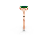 Rose gold Emerald Cut Emerald Solitaire Ring with Flower Prong Setting and Classic Band_14
