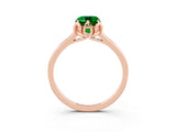 Rose gold Emerald Cut Emerald Solitaire Ring with Flower Prong Setting and Classic Band_15