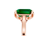 Rose gold Emerald Cut Emerald Solitaire Ring with Flower Prong Setting and Classic Band_17