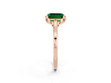 Rose gold Emerald Cut Emerald Solitaire Ring with Flower Prong Setting and Classic Band_38