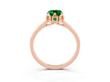 Rose gold Emerald Cut Emerald Solitaire Ring with Flower Prong Setting and Classic Band_39