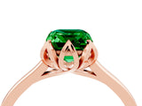 Rose gold Emerald Cut Emerald Solitaire Ring with Flower Prong Setting and Classic Band_40