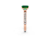 Rose gold Emerald Cut Emerald Solitaire Ring with Pavé Accents and Four-Prong Setting_2