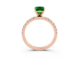 Rose gold Emerald Cut Emerald Solitaire Ring with Pavé Accents and Four-Prong Setting_3