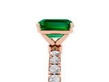 Rose gold Emerald Cut Emerald Solitaire Ring with Pavé Accents and Four-Prong Setting_5