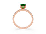 Rose gold Emerald Cut Emerald Solitaire Ring with Pavé Band and Four-Prong Setting_27
