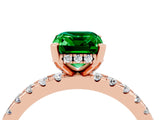 Rose gold Emerald Cut Emerald Solitaire Ring with Pavé Band and Four-Prong Setting_28