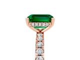 Rose gold Emerald Cut Emerald Solitaire Ring with Pavé Band and Four-Prong Setting_29