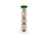 Rose gold Emerald Cut Emerald Solitaire Ring with Pavé and Channel Set Band_2