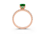 Rose gold Emerald Cut Emerald Solitaire Ring with Round  Pavé Band and Four-Prong Setting_47