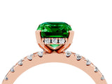 Rose gold Emerald Cut Emerald Solitaire Ring with Round  Pavé Band and Four-Prong Setting_48