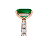 Rose gold Emerald Cut Emerald Solitaire Ring with Round  Pavé Band and Four-Prong Setting_49