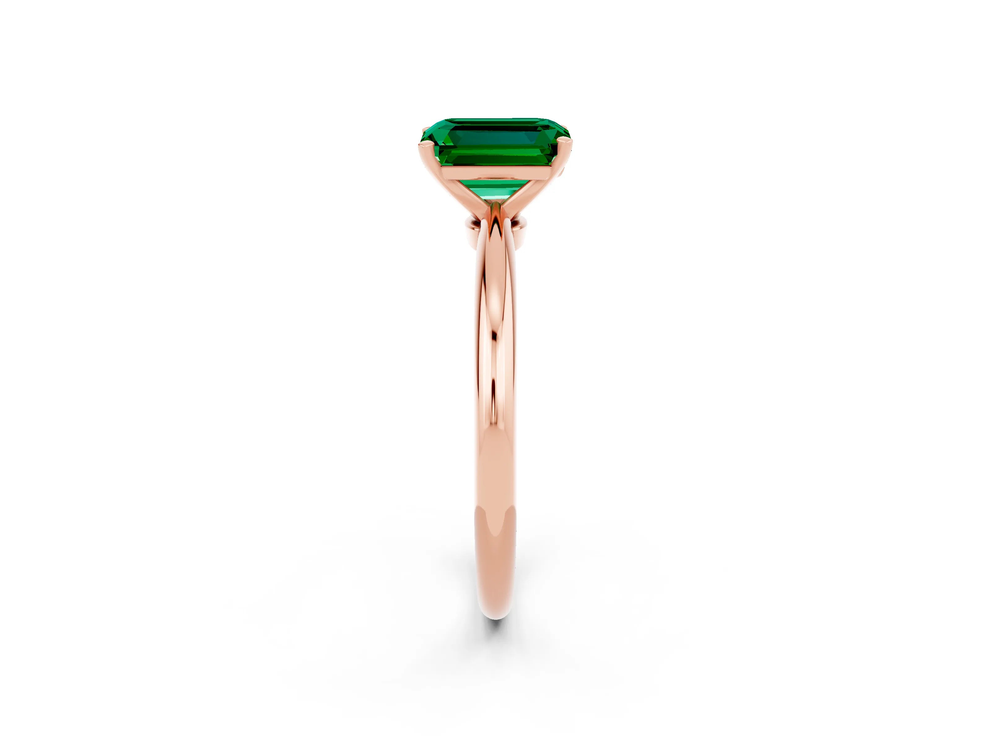 Rose gold Emerald Cut Emerald Solitaire Ring with Six-Prong Setting and Classic Band_2