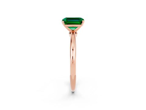 Rose gold Emerald Cut Emerald Solitaire Ring with Six-Prong Setting and Classic Band_2