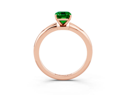Rose gold Emerald Cut Emerald Solitaire Ring with Six-Prong Setting and Classic Band_3