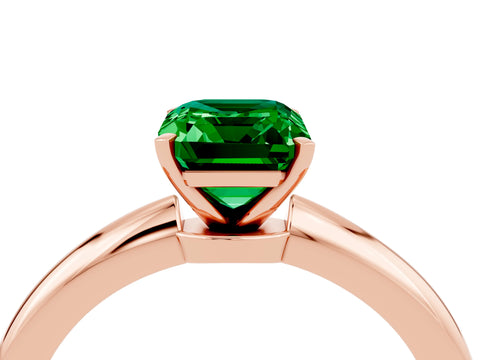 Rose gold Emerald Cut Emerald Solitaire Ring with Six-Prong Setting and Classic Band_4