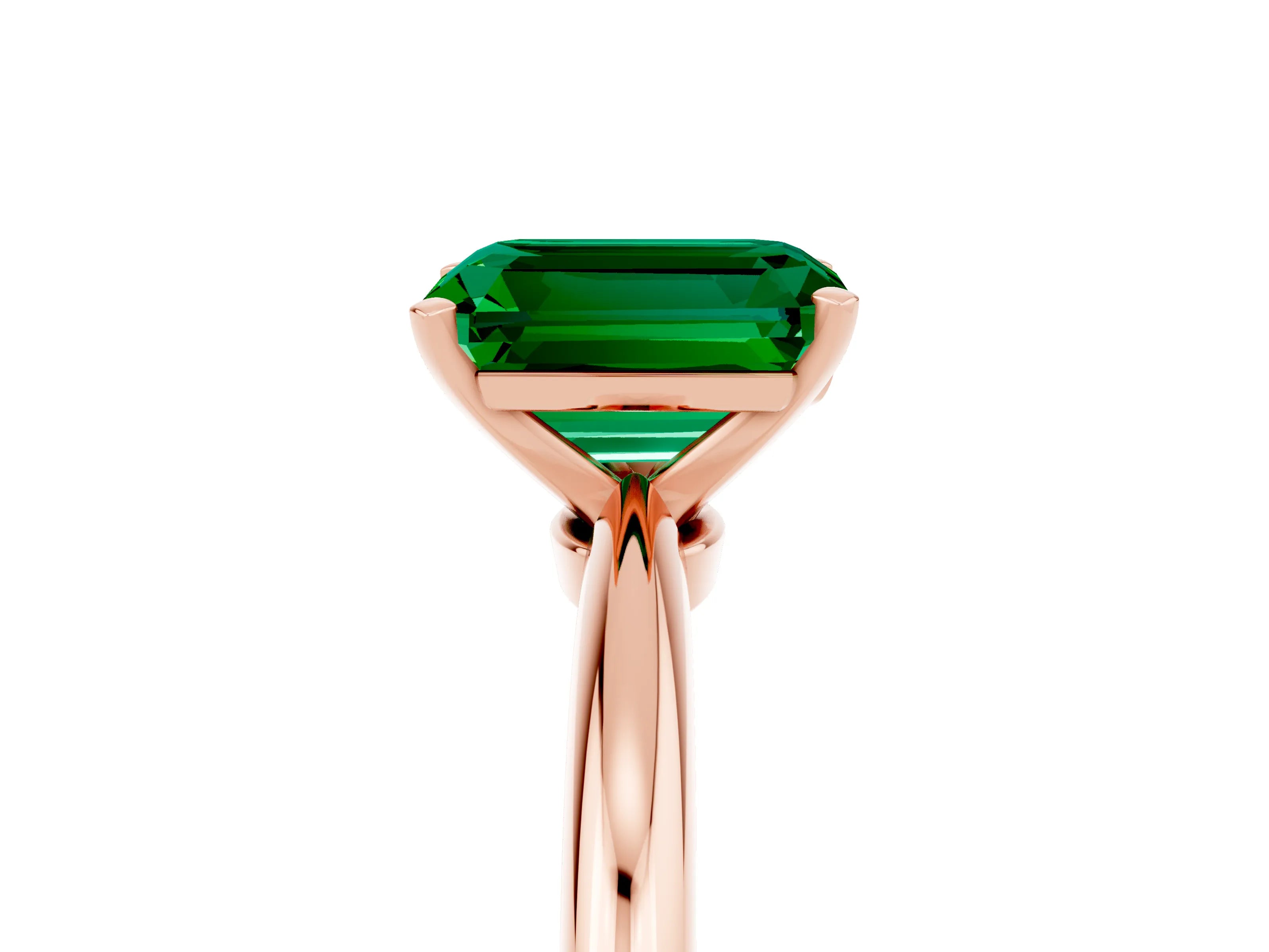 Rose gold Emerald Cut Emerald Solitaire Ring with Six-Prong Setting and Classic Band_5
