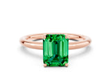 Rose gold Emerald Cut Emerald Solitaire Ring with Thin Band and Four-Prong Setting_12